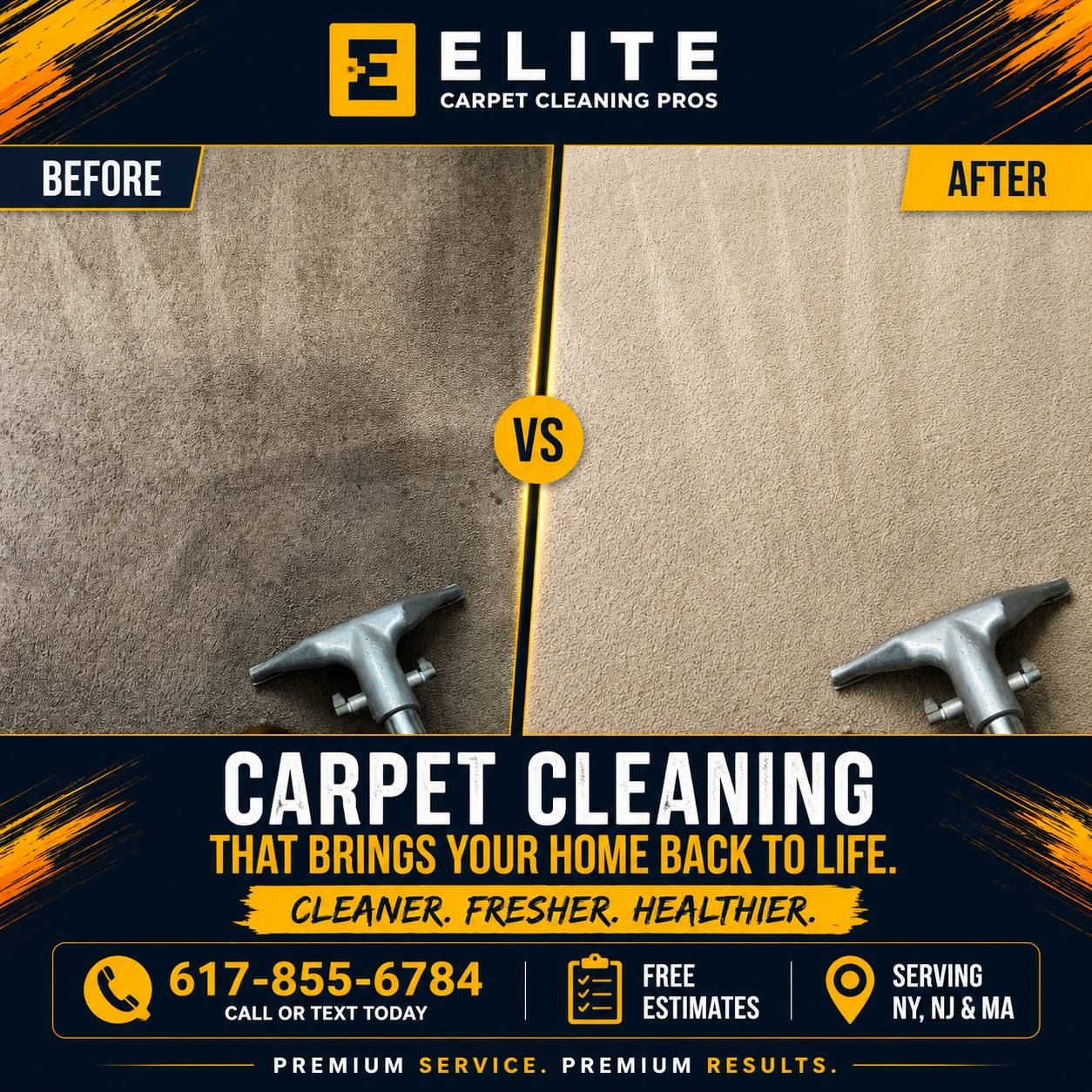 Carpet floor cleaning before and after — Elite Carpet Cleaning Pros