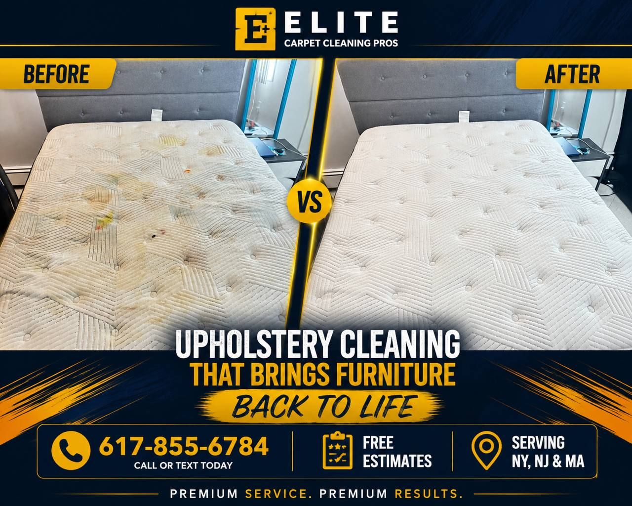 Mattress cleaning before and after — Elite Carpet Cleaning Pros