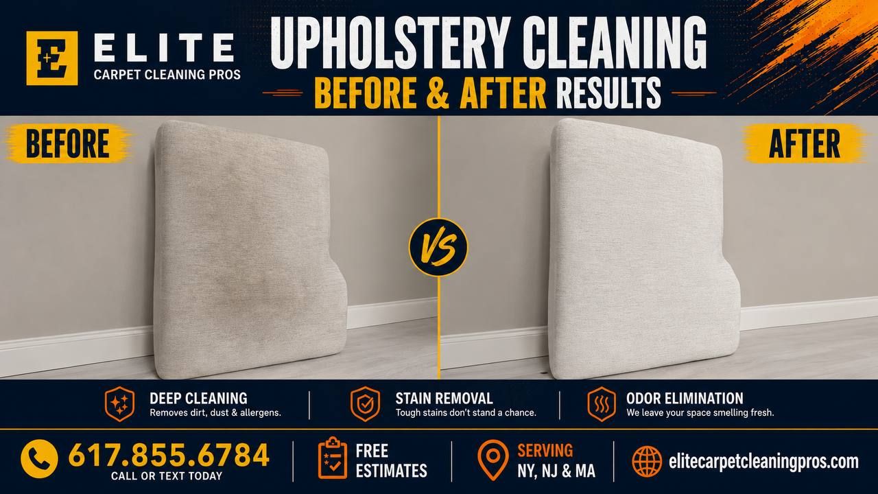 Upholstery cleaning before and after — Elite Carpet Cleaning Pros